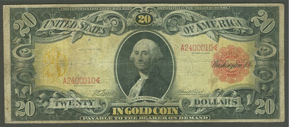 Fr.1180, 1905 $20 "Technicolor" Gold Certificate, Fine+
